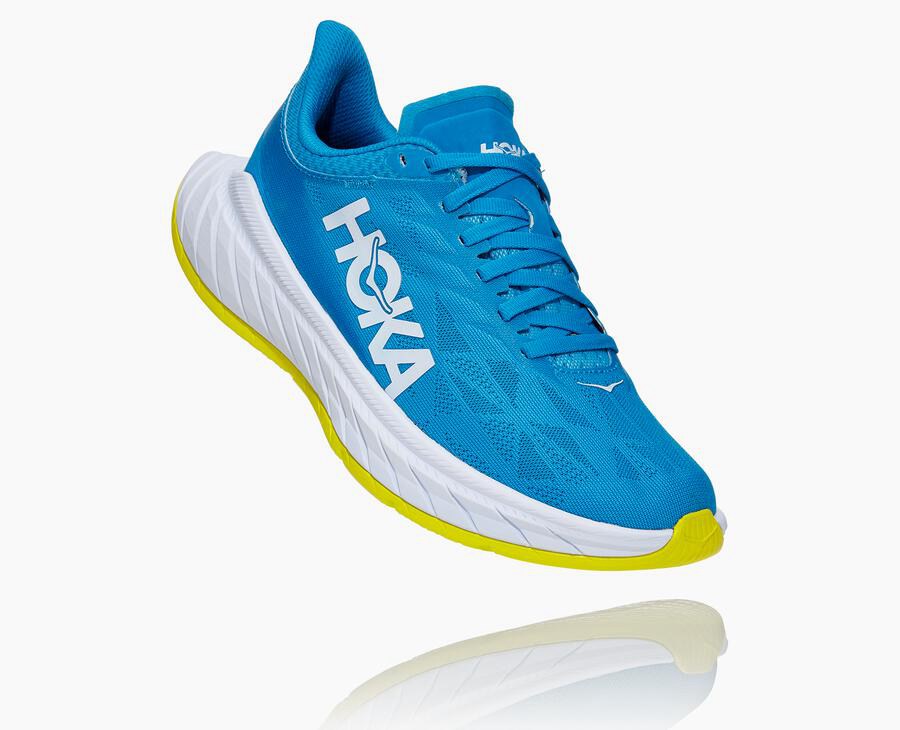 Hoka Australia One One Carbon X 2 - Womens Running Shoes Blue/White - UKOZY-4916